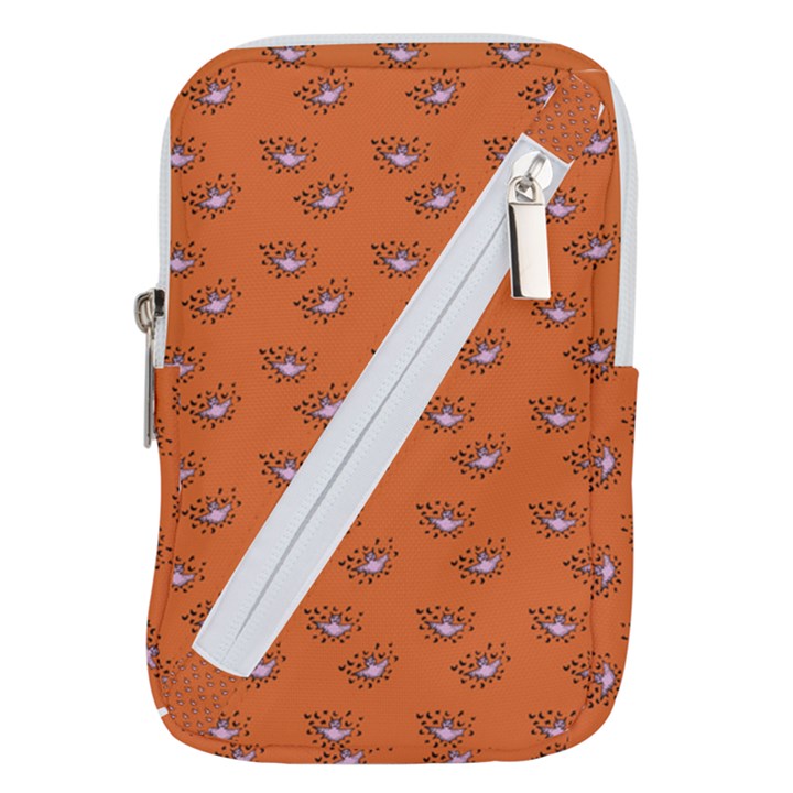 Zodiac Bat Pink Orange Belt Pouch Bag (Small)