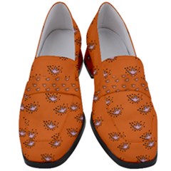 Zodiac Bat Pink Orange Women s Chunky Heel Loafers by snowwhitegirl