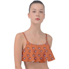 Zodiac Bat Pink Orange Frill Bikini Top by snowwhitegirl