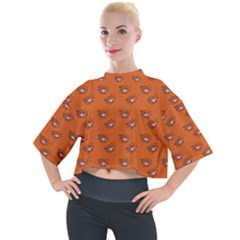 Zodiac Bat Pink Orange Mock Neck Tee by snowwhitegirl