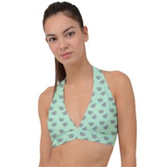 Zodiac Bat Pink Mint Halter Plunge Bikini Top by snowwhitegirl