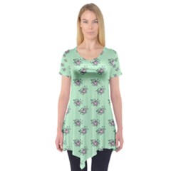 Zodiac Bat Pink Mint Short Sleeve Tunic  by snowwhitegirl