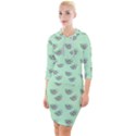 Zodiac Bat Pink Mint Quarter Sleeve Hood Bodycon Dress View1