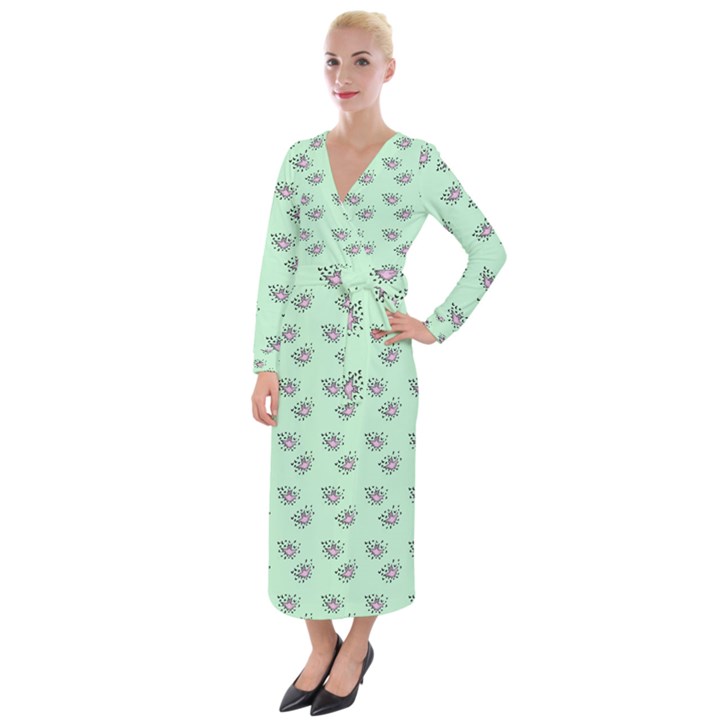 Zodiac Bat Pink Mint Velvet Maxi Wrap Dress