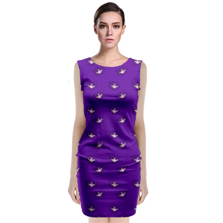 Zodiac Bat Pink Purple Classic Sleeveless Midi Dress