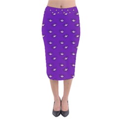 Zodiac Bat Pink Purple Velvet Midi Pencil Skirt by snowwhitegirl