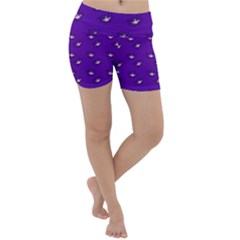 Zodiac Bat Pink Purple Lightweight Velour Yoga Shorts by snowwhitegirl