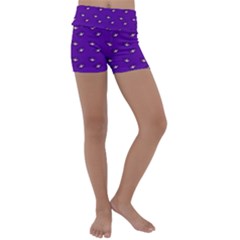 Zodiac Bat Pink Purple Kids  Lightweight Velour Yoga Shorts by snowwhitegirl