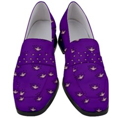 Zodiac Bat Pink Purple Women s Chunky Heel Loafers by snowwhitegirl