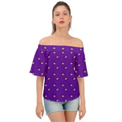 Zodiac Bat Pink Purple Off Shoulder Short Sleeve Top