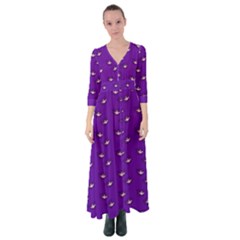 Zodiac Bat Pink Purple Button Up Maxi Dress by snowwhitegirl