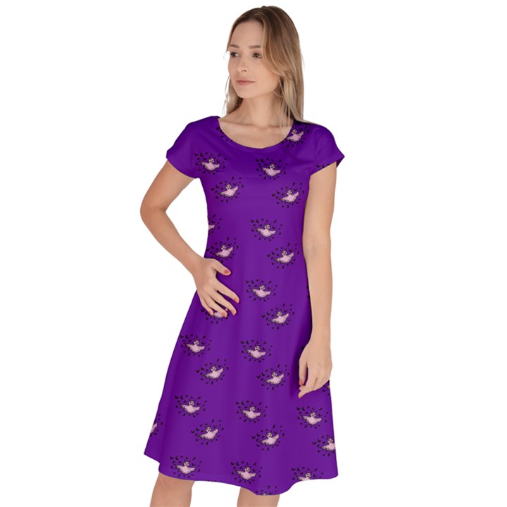 Zodiac Bat Pink Purple Classic Short Sleeve Dress