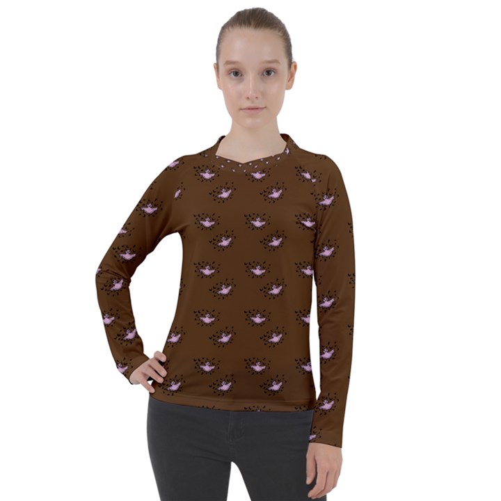 Zodiac Bat Pink Brown Women s Pique Long Sleeve Tee