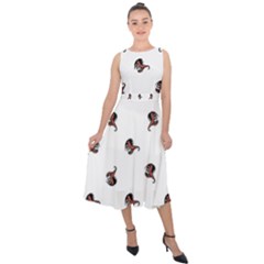 Ugly Monster Fish Drawing Midi Tie-back Chiffon Dress by dflcprintsclothing