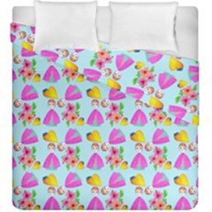 Girl With Hood Cape Heart Lemon Pattern Blue Duvet Cover Double Side (king Size) by snowwhitegirl