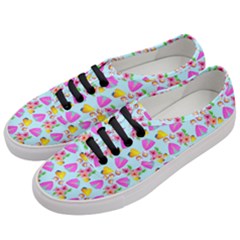 Girl With Hood Cape Heart Lemon Pattern Blue Women s Classic Low Top Sneakers by snowwhitegirl