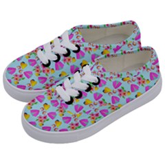 Girl With Hood Cape Heart Lemon Pattern Blue Kids  Classic Low Top Sneakers by snowwhitegirl