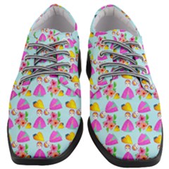 Girl With Hood Cape Heart Lemon Pattern Blue Women Heeled Oxford Shoes by snowwhitegirl