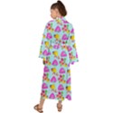 Girl With Hood Cape Heart Lemon Pattern Blue Maxi Kimono View2