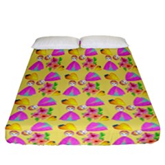 Girl With Hood Cape Heart Lemon Pattern Yellow Fitted Sheet (california King Size) by snowwhitegirl