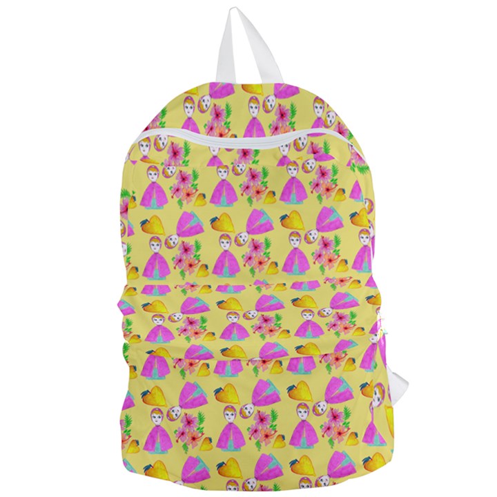 Girl With Hood Cape Heart Lemon Pattern Yellow Foldable Lightweight Backpack