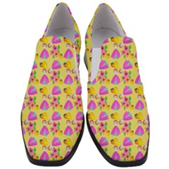 Girl With Hood Cape Heart Lemon Pattern Yellow Women Slip On Heel Loafers by snowwhitegirl