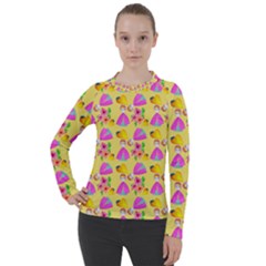 Girl With Hood Cape Heart Lemon Pattern Yellow Women s Pique Long Sleeve Tee