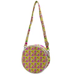 Girl With Hood Cape Heart Lemon Pattern Yellow Crossbody Circle Bag