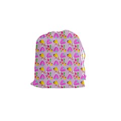 Girl With Hood Cape Heart Lemon Pattern Lilac Drawstring Pouch (small) by snowwhitegirl