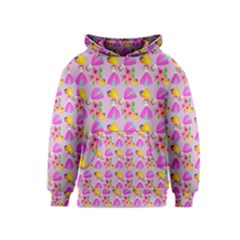 Girl With Hood Cape Heart Lemon Pattern Lilac Kids  Pullover Hoodie