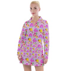 Girl With Hood Cape Heart Lemon Pattern Lilac Women s Long Sleeve Casual Dress by snowwhitegirl