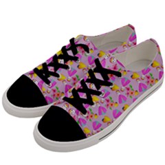 Girl With Hood Cape Heart Lemon Pattern Lilac Men s Low Top Canvas Sneakers by snowwhitegirl