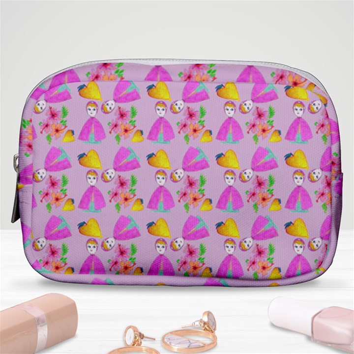 Girl With Hood Cape Heart Lemon Pattern Lilac Make Up Pouch (Small)