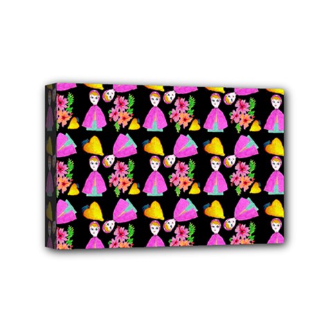 Girl With Hood Cape Heart Lemon Pattern Black Mini Canvas 6  X 4  (stretched) by snowwhitegirl