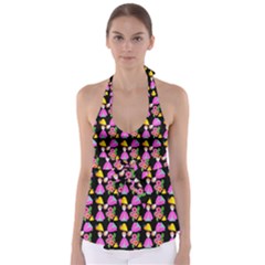 Girl With Hood Cape Heart Lemon Pattern Black Babydoll Tankini Top by snowwhitegirl