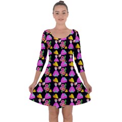 Girl With Hood Cape Heart Lemon Pattern Black Quarter Sleeve Skater Dress by snowwhitegirl