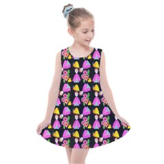 Girl With Hood Cape Heart Lemon Pattern Black Kids  Summer Dress by snowwhitegirl