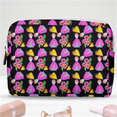 Girl With Hood Cape Heart Lemon Pattern Black Make Up Pouch (medium) by snowwhitegirl