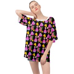 Girl With Hood Cape Heart Lemon Pattern Black Oversized Chiffon Top by snowwhitegirl