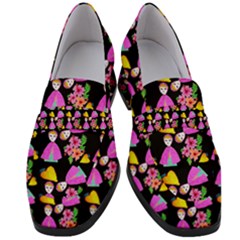 Girl With Hood Cape Heart Lemon Pattern Black Women s Chunky Heel Loafers by snowwhitegirl