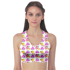 Girl With Hood Cape Heart Lemon Pattern White Sports Bra by snowwhitegirl