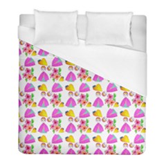 Girl With Hood Cape Heart Lemon Pattern White Duvet Cover (full/ Double Size) by snowwhitegirl