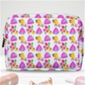 Girl With Hood Cape Heart Lemon Pattern White Make Up Pouch (Medium) View1