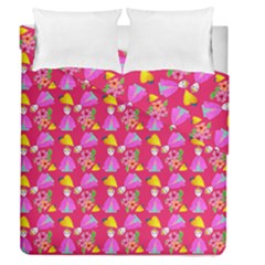 Girl With Hood Cape Heart Lemon Pattern Pink Duvet Cover Double Side (queen Size) by snowwhitegirl