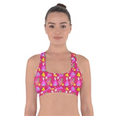 Girl With Hood Cape Heart Lemon Pattern Pink Cross Back Sports Bra