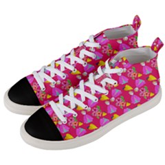 Girl With Hood Cape Heart Lemon Pattern Pink Men s Mid-top Canvas Sneakers by snowwhitegirl