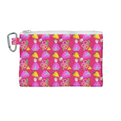 Girl With Hood Cape Heart Lemon Pattern Pink Canvas Cosmetic Bag (medium) by snowwhitegirl