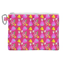 Girl With Hood Cape Heart Lemon Pattern Pink Canvas Cosmetic Bag (xl) by snowwhitegirl