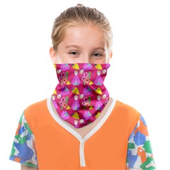 Girl With Hood Cape Heart Lemon Pattern Pink Face Covering Bandana (kids) by snowwhitegirl