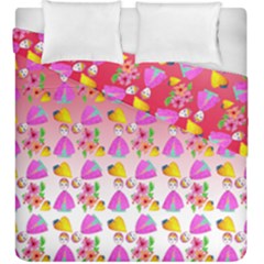 Girl With Hood Cape Heart Lemon Pattern Red Ombre Duvet Cover Double Side (king Size) by snowwhitegirl